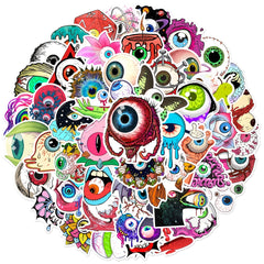 60pcs Horror Eyeball Doodle Stickers Waterproof DIY Creative Toy