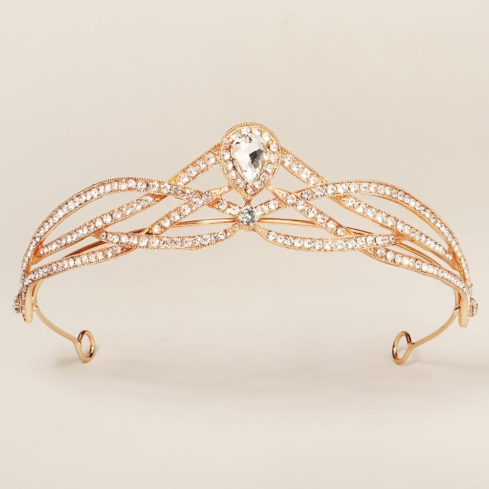 Vintage Rhinestone Headband Accessory Baroque Crown for Halloween Party