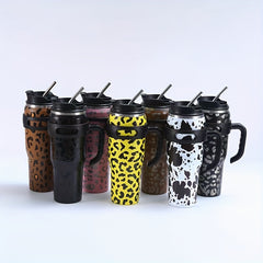 Large Capacity Water Bottle with Straw and Handle for Camping