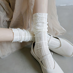 Women's Solid Mid Tube Socks Breathable & Comfy Stockings
