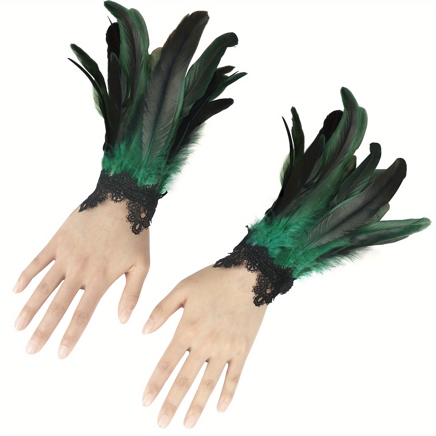 Feather Cuff Lace Witch Sleeve Wristband for Women