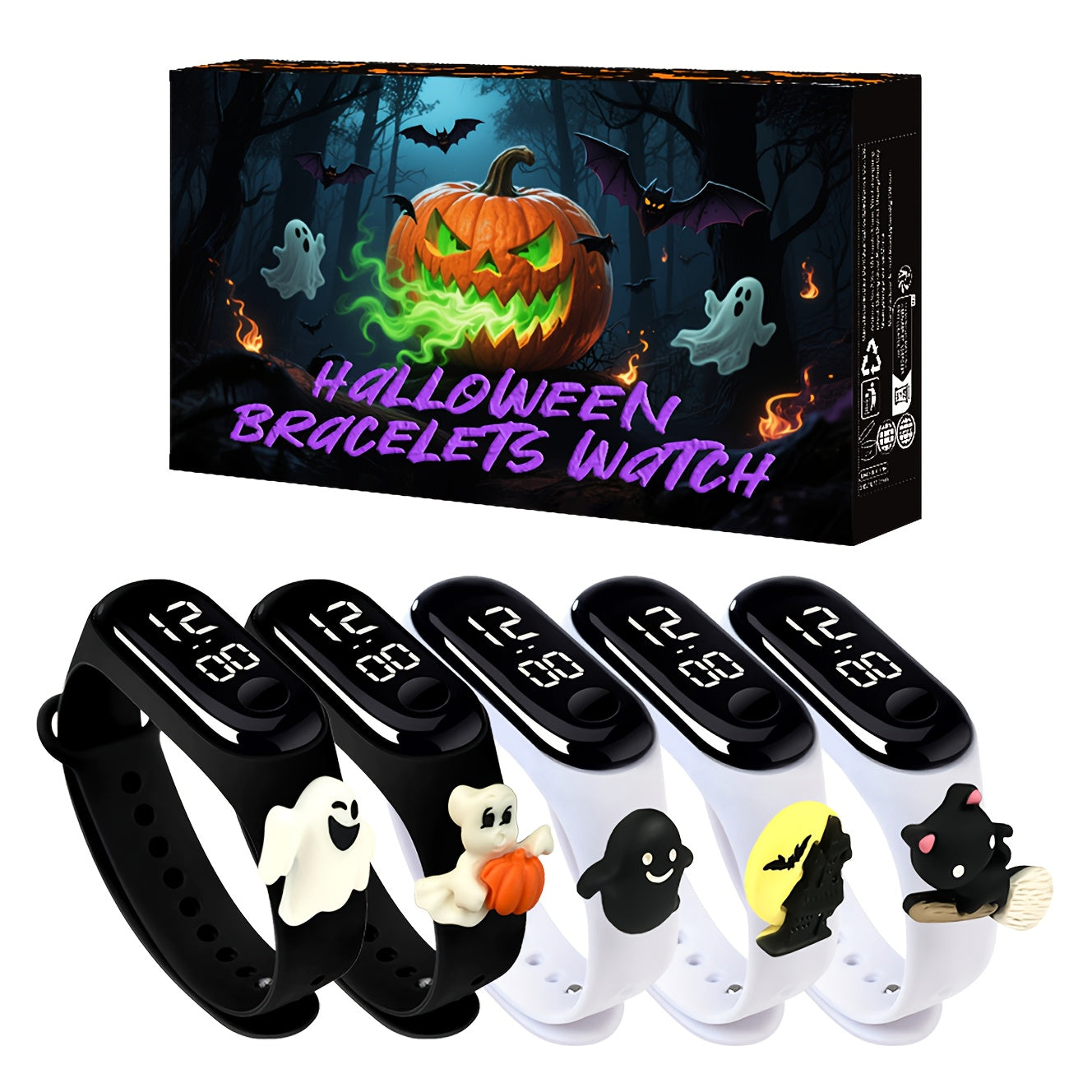 5pcs Halloween LED bracelets - Event Party Wristwear Glow Accessories