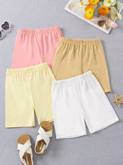 4pcs Girls Cotton Shorts Set Elastic Waist Comfy Dance Ballet Skirt