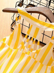 Girls' Cotton Comfy Stripe Print Strappy Princess Dress