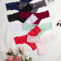 8pcs Lace Stitching Thongs Soft Comfy Stretchy Intimates Panties