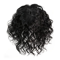 10" Curly Wave Hair Topper 100% Human Hair Extensions Clip In