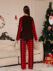 Christmas Deer Print Pajama Set Long Sleeve Top & Pants Women's Loungewear