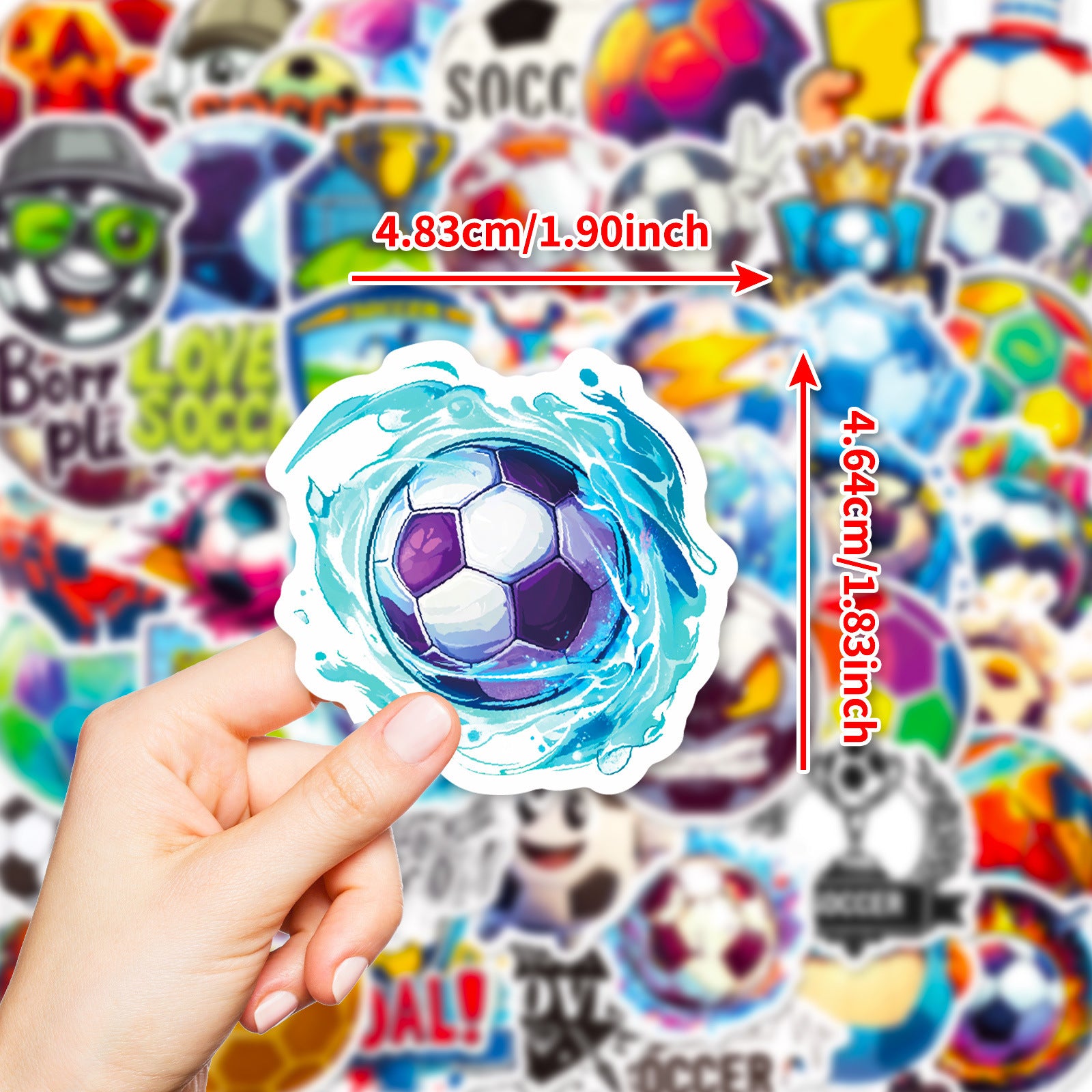 50pcs Vintage Soccer Ball Stickers for DIY Laptop Skateb