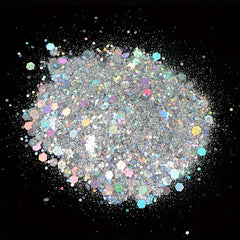 50G Holographic Nail Glitter Sequins Sparkly Laser Flakes Silver Powder Mix