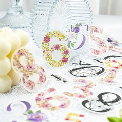 40pcs Floral Number Sticker Pack Creative Floral Decorative Sticker