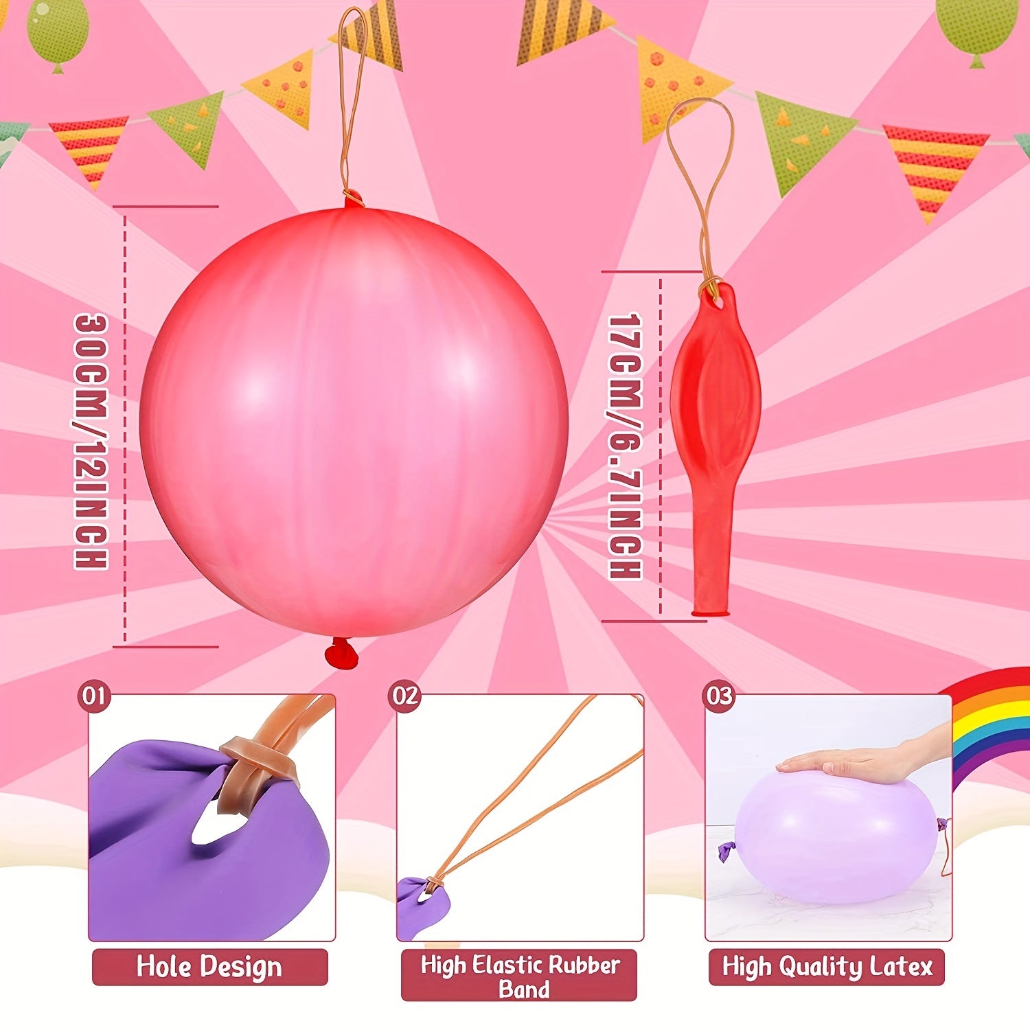 20/50pcs Punch Balloons Party Favors Bounce Balloons for Birthday Wedding
