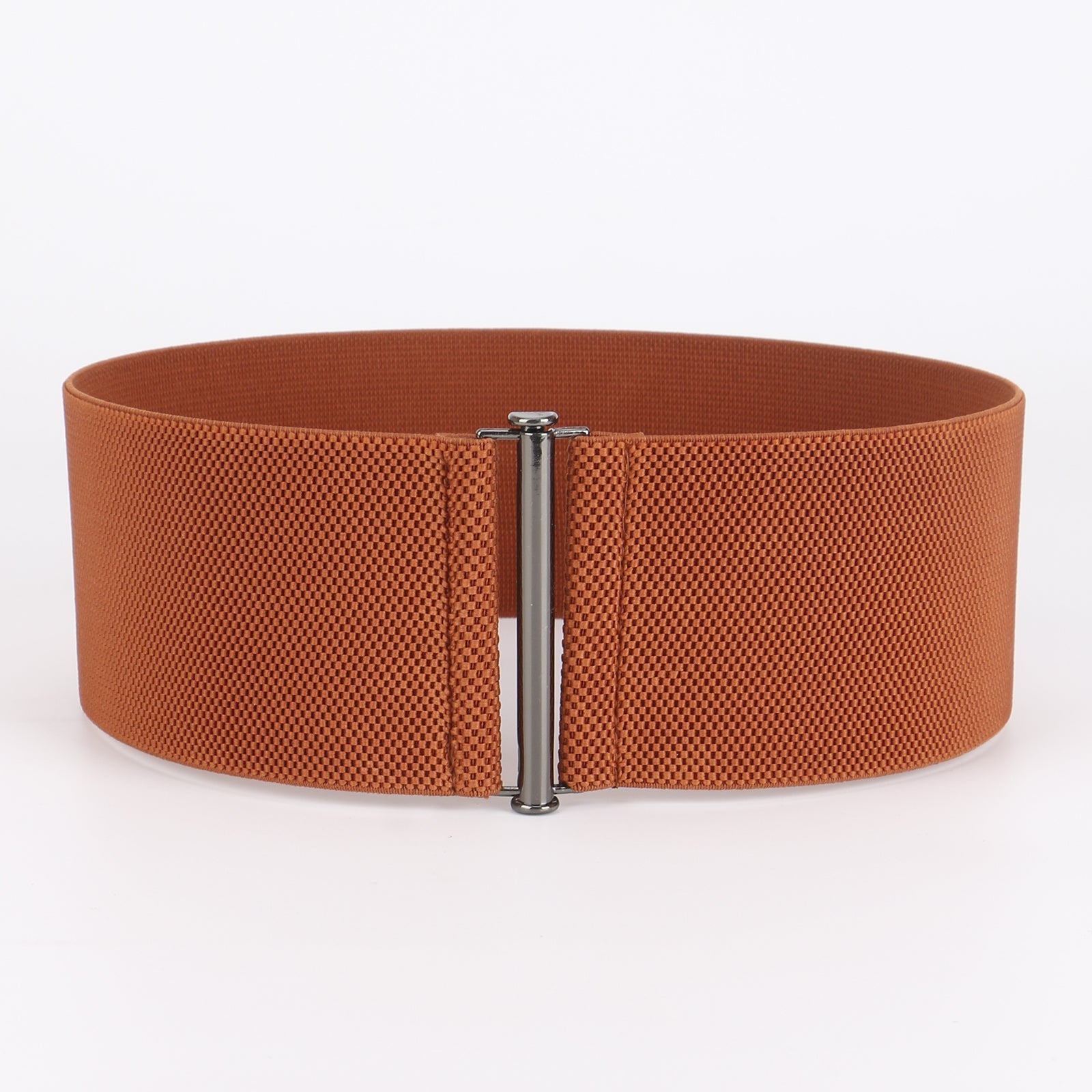 Women Elastic Waist Belt Metal Buckle Solid Wide Corset Belt