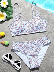 Leopard Print Bikini Set Girls Bathing Suit Summer Beach Vacation Gift