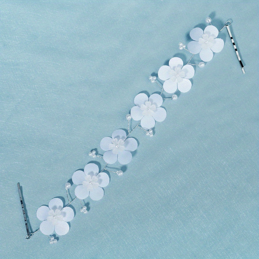 Flower Double Side Hair Clip Bobby Pin With Beads Head Jewelry