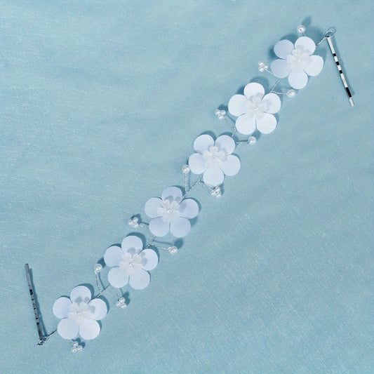 Flower Double Side Hair Clip Bobby Pin With Beads Head Jewelry