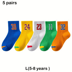 Boy's Letter Crew Socks Comfy Cotton Blend Unisex Casual Style