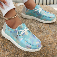 Women's Sequins Slip On Sneakers Low Round Toe Lightweight Flat Shoes