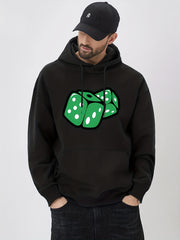 Cartoon Dice Print Hoodie Men's Graphic Pullover Hooded Sweatshirt