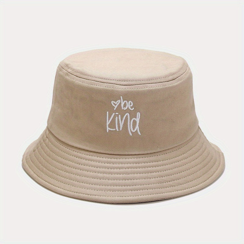 Unisex Sunshade Bucket Hat Heart Embroidery Double Sided Sun Hat