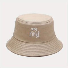 Unisex Sunshade Bucket Hat Heart Embroidery Double Sided Sun Hat