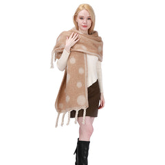 Boho Polka Dot Scarf Winter Warm Tassel Shawl
