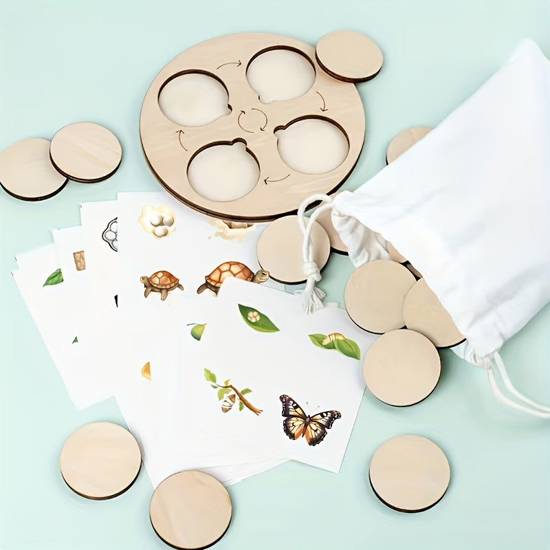 Wooden Life Cycle Board Game Kit for Ages 3 Biology Science Teaching Toy