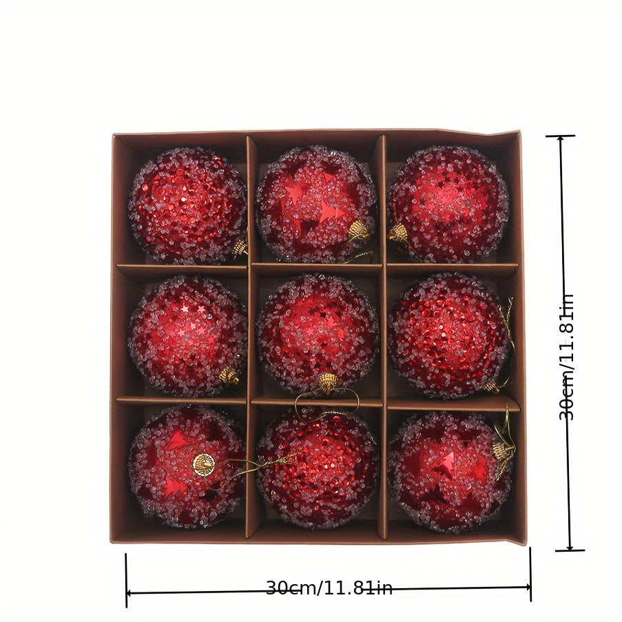 9pcs Shatterproof Christmas Tree Ball Decorations - Solid Style