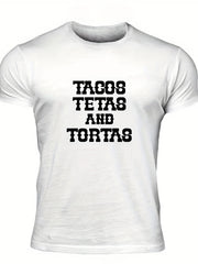Men's Tacos Print T shirt Casual Tee for Summer Outdoor