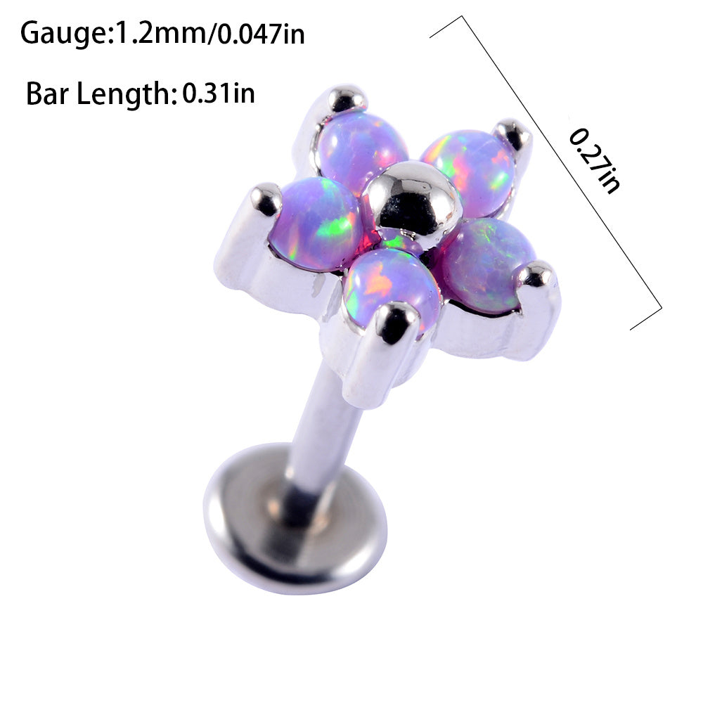 Opal Tragus Nose Ring Surgical Steel Cartilage Piercing