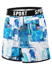 Sporty Sea Print Tape Stretch Underwear for Plus Size Women