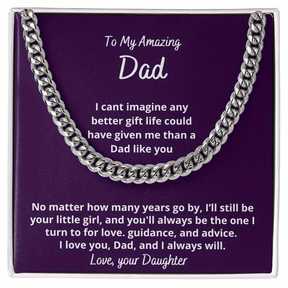 Dad's Cuban Link Chain Necklace from Daughter - Sentimental Gift
