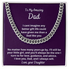 Dad's Cuban Link Chain Necklace from Daughter - Sentimental Gift