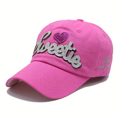Sweetie Embroidered Bling Patch Baseball Cap Candy Sun Hat Y2K Dad Hats