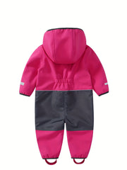 Boys Warm Softshell Outdoor Jumpsuit with Hooded Ski Suit