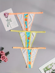 3pcs Lace Thongs Low Waist Panties Women's Lingerie