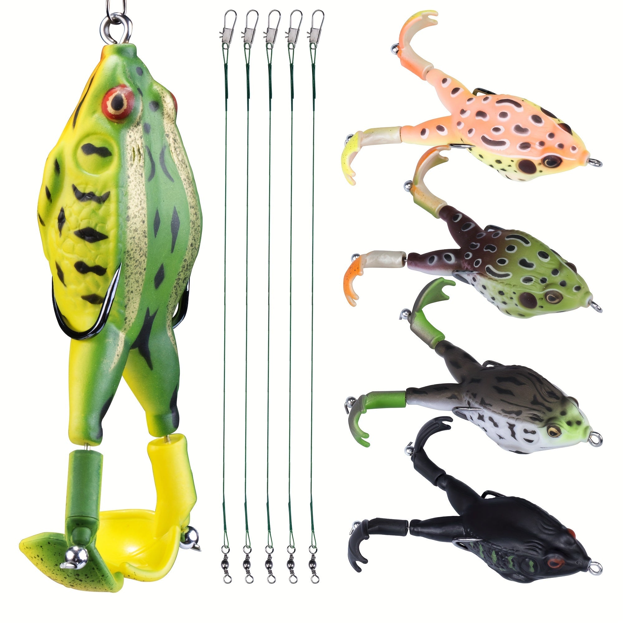 5pcs Bionic Frog High Carbon Steel Double Hook Soft Lure Fishing Tackle