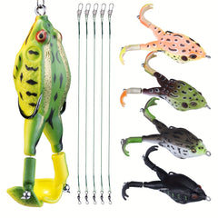 5pcs Bionic Frog High Carbon Steel Double Hook Soft Lure Fishing Tackle