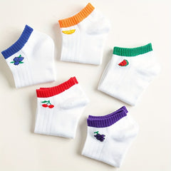 5 Pairs Fruit Print Socks Low Cut Ankle Socks Women's Stockings & Hosiery