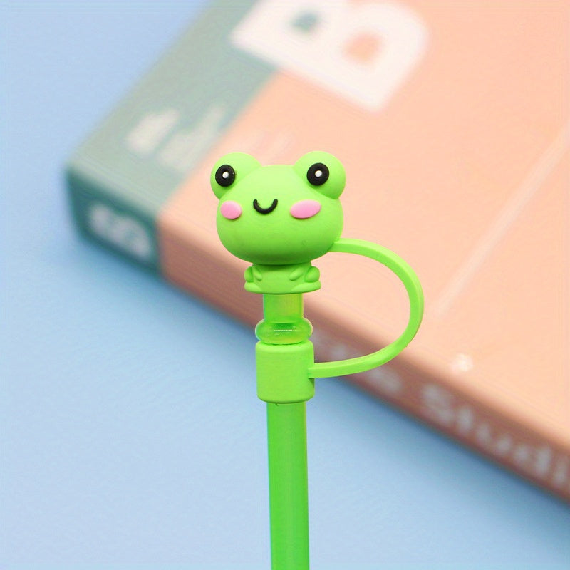 6pcs Cartoon Straw Protective Cover Reusable Silicone Dustproof Straw Lid