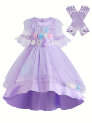 Girls Flower Long Sleeve Princess Dress
