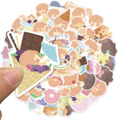 50pcs Cartoon Ice Cream Graffiti Waterproof Stickers