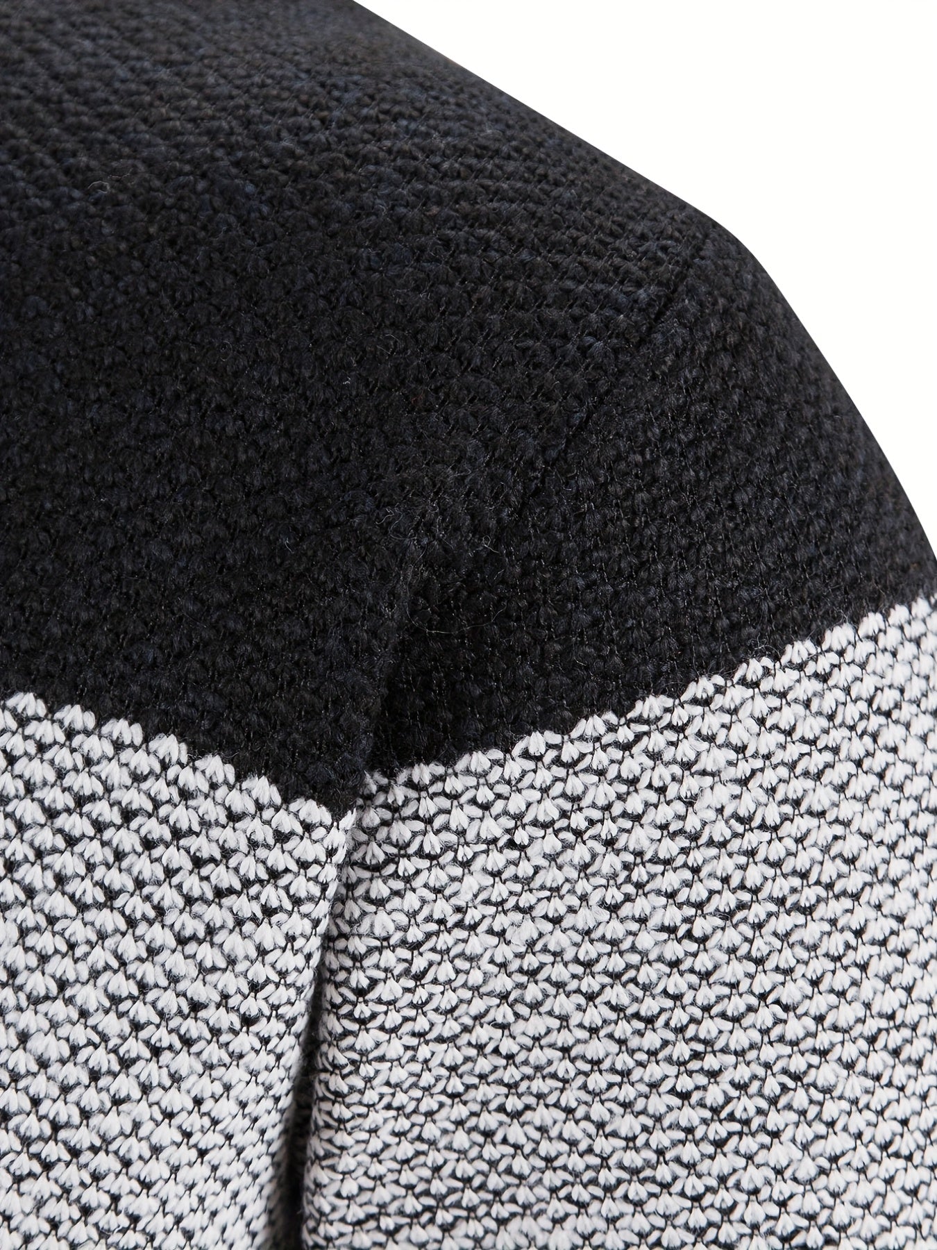 Men's Block Fleece Jacket Baseball Collar Zip Up Knitted Cardigan