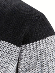 Block Band Collar Cardigan Men's Zip Up Jacket for Fall Winter