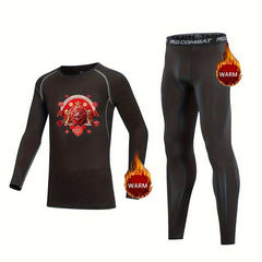 Kids Compression Fleece Set Cartoon Lion Long Sleeve Pullover Pants B