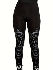 Casual Leggings Women's Plus Graphic Print Medium Stretch