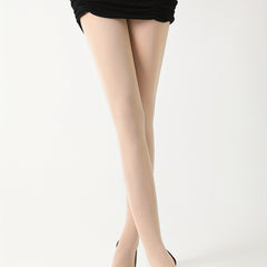 High Waist Semi Sheer Footed Pantyhose Solid Color Women's Stockings