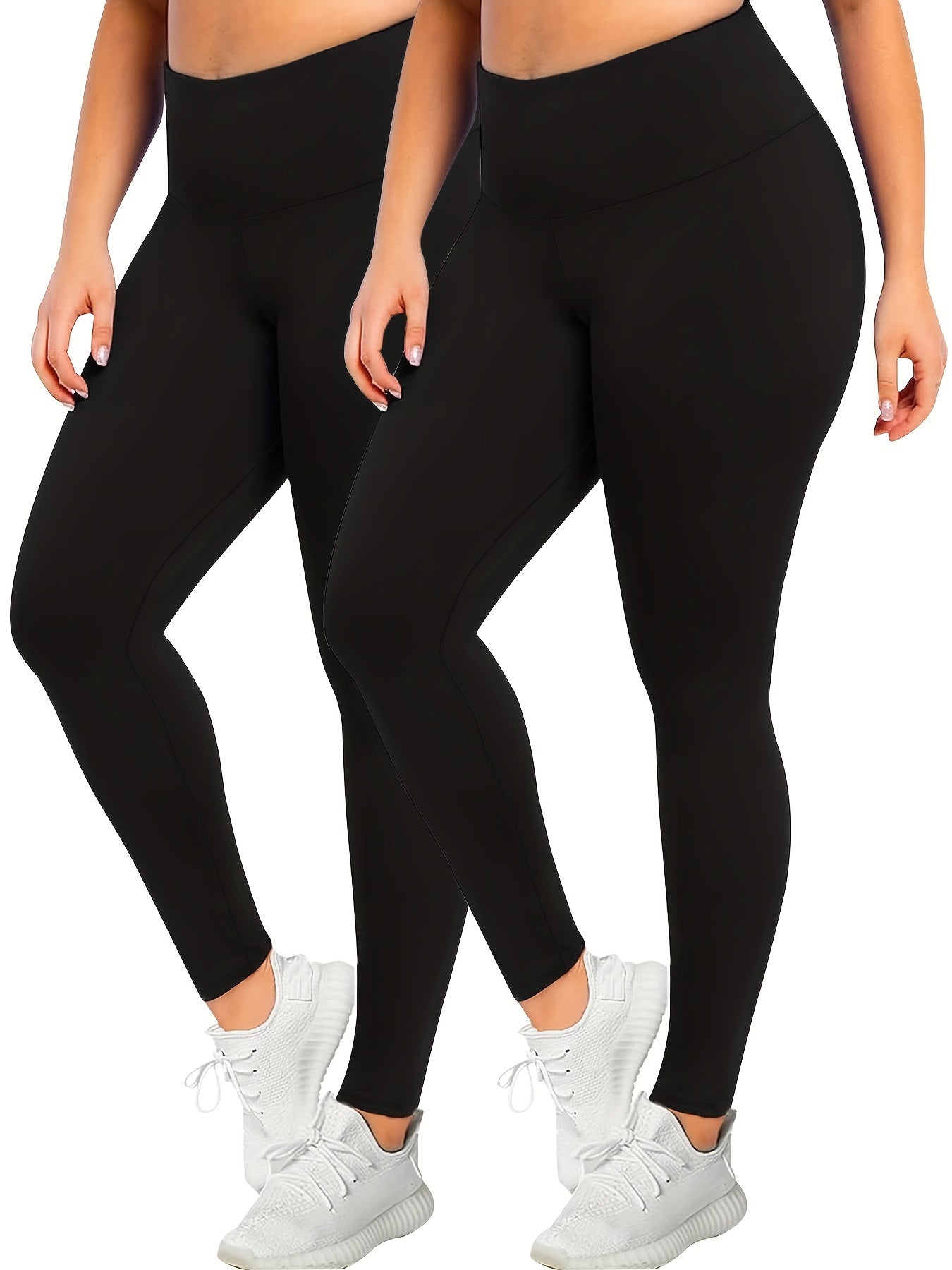 2 Pack Plus Size Sports Leggings High Rise Yoga Leggings Set