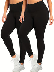 2 Pack Plus Size Sports Leggings High Rise Yoga Leggings Set