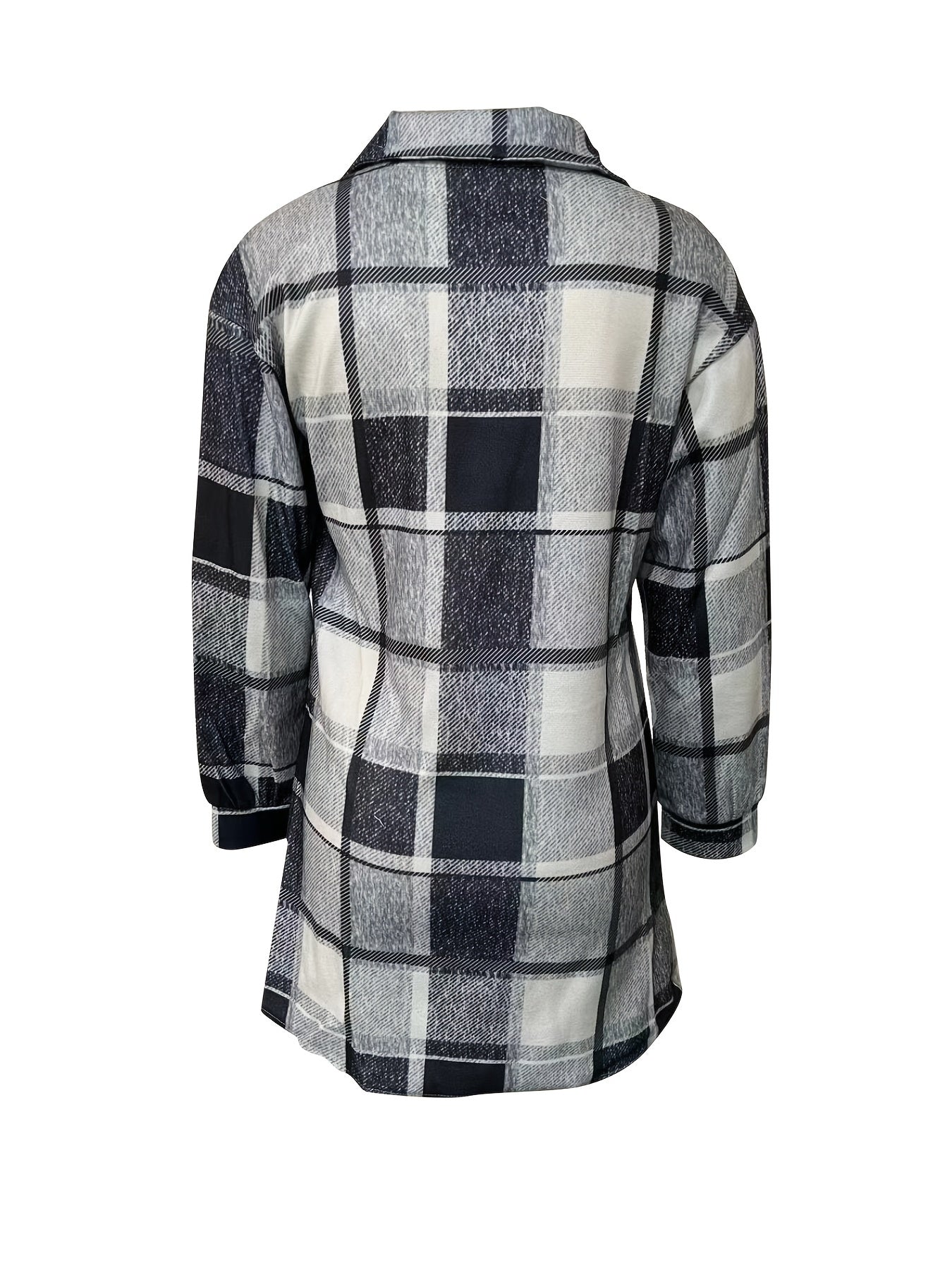 Preppy Plaid Shirt Jacket Button Up Casual Shacket For Spring & Fall Women's