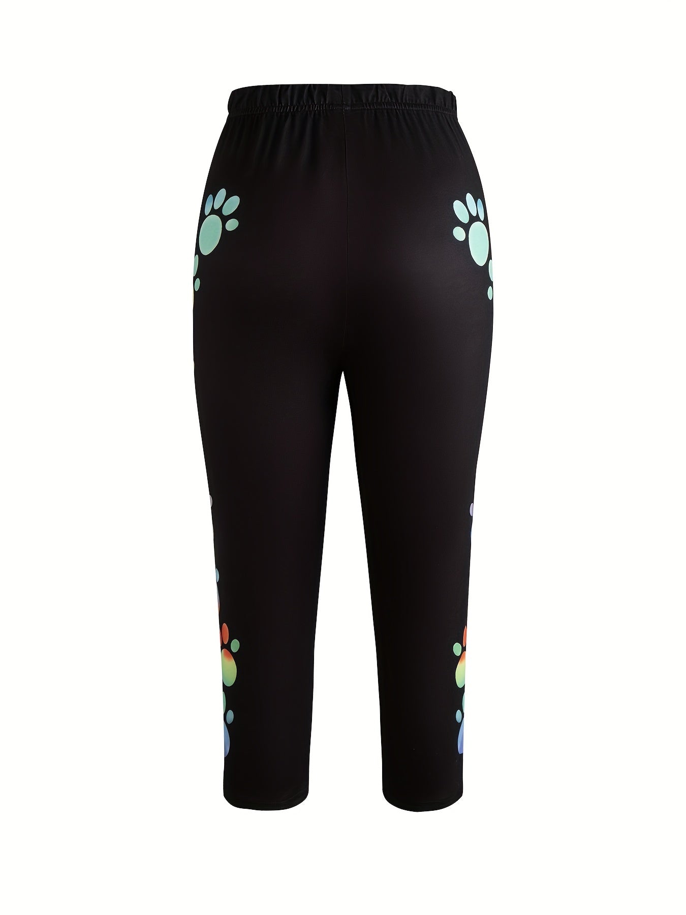 Dog Paw Print Skinny Capris Leggings Women's Clothing